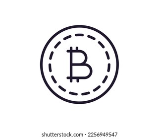Single line icon of crypto on isolated white background. High quality editable stroke for mobile apps, web design, websites, online shops etc. 
