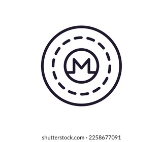 Single line icon of crypto on isolated white background. High quality editable stroke for mobile apps, web design, websites, online shops etc. 