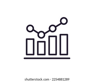 Single line icon of diagram on isolated white background. High quality editable stroke for mobile apps, web design, websites, online shops etc