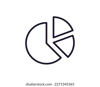 Single line icon of diagram on isolated white background. High quality editable stroke for mobile apps, web design, websites, online shops etc