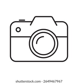 Single line icon of digital camera. Perfect for photography, multimedia, electronic device, and technology interface. Editable stroke, vector illustration.