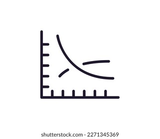 Single line icon of down on isolated white background. High quality editable stroke for mobile apps, web design, websites, online shops etc