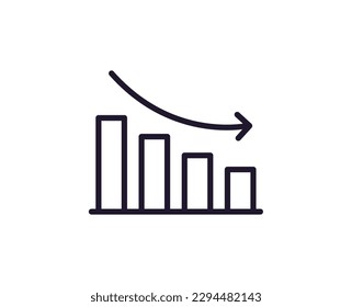 Single line icon of down on isolated white background. High quality editable stroke for mobile apps, web design, websites, online shops etc
