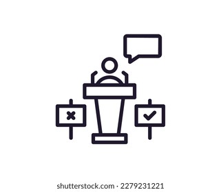 Single line icon of election on isolated white background. High quality editable stroke for mobile apps, web design, websites, online shops etc. 