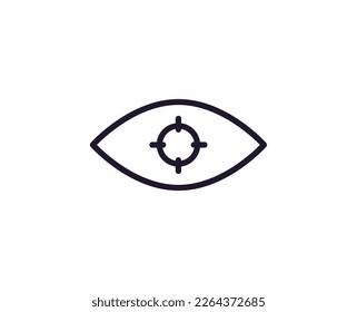 Single line icon of eye on isolated white background. High quality editable stroke for mobile apps, web design, websites, online shops etc
