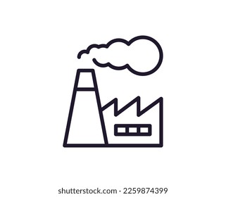 Eine einzelne Linie Symbol der Fabrik auf einzeln weißem Hintergrund. Hochwertiger editierbarer Schlaganfall für mobile Apps, Web-Design, Websites, Online-Shops etc. 