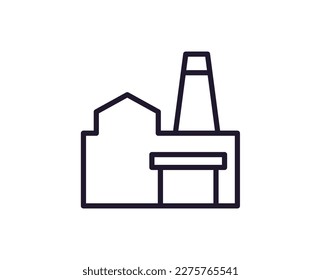 Single line icon of factory on isolated white background. High quality editable stroke for mobile apps, web design, websites, online shops etc. 