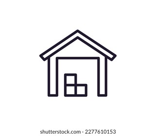 Single line icon of factory on isolated white background. High quality editable stroke for mobile apps, web design, websites, online shops etc. 