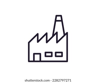 Single line icon of factory on isolated white background. High quality editable stroke for mobile apps, web design, websites, online shops etc. 