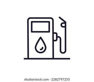 Single line icon of gas station on isolated white background. High quality editable stroke for mobile apps, web design, websites, online shops etc. 