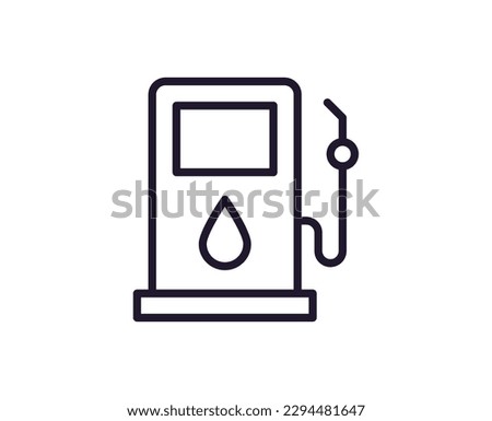 Single line icon of gas station on isolated white background. High quality editable stroke for mobile apps, web design, websites, online shops etc. 
