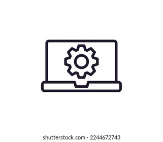 Single line icon of gear on isolated white background. High quality editable stroke for mobile apps, web design, websites, online shops etc. 