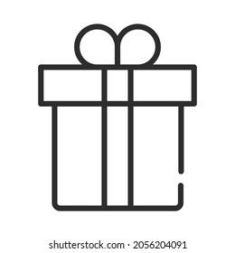 Single line icon of gift. High quality vector illustration for design, web sites, internet shops, online books etc. Editable stroke in trendy flat style isolated on white background 
