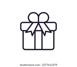 Single line icon of gift High quality vector illustration for design, web sites, internet shops, online books etc. Editable stroke in trendy flat style isolated on white background 