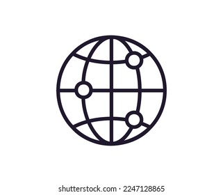 Single line icon of globe on isolated white background. High quality editable stroke for mobile apps, web design, websites, online shops etc. 