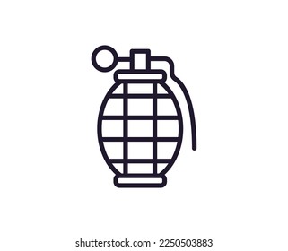 Single line icon of grenade on isolated white background. High quality editable stroke for mobile apps, web design, websites, online shops etc. 