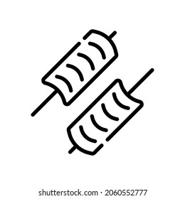 Single line icon of grilled meat. High quality vector illustration for design, web sites, internet shops, online books etc. Editable stroke in trendy flat style isolated on white background 