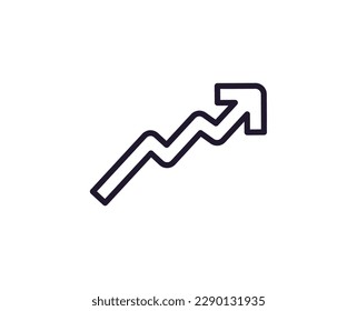 Single line icon of grwoth on isolated white background. High quality editable stroke for mobile apps, web design, websites, online shops etc. 