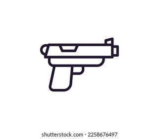 Single line icon of gun on isolated white background. High quality editable stroke for mobile apps, web design, websites, online shops etc. 