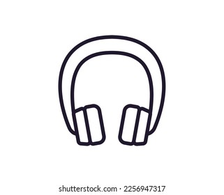 Single line icon of headphones on isolated white background. High quality editable stroke for mobile apps, web design, websites, online shops etc. 