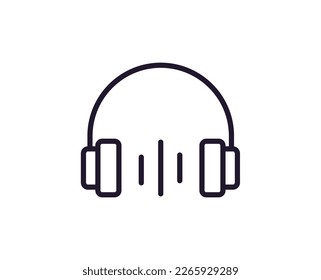 Single line icon of headphones on isolated white background. High quality editable stroke for mobile apps, web design, websites, online shops etc. 