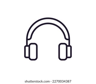 Single line icon of headphones on isolated white background. High quality editable stroke for mobile apps, web design, websites, online shops etc. 