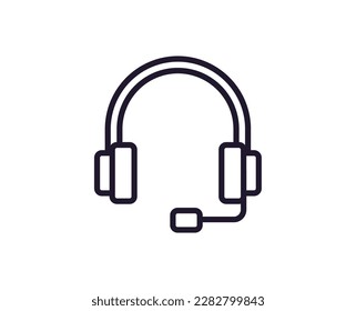 Single line icon of headphones on isolated white background. High quality editable stroke for mobile apps, web design, websites, online shops etc. 