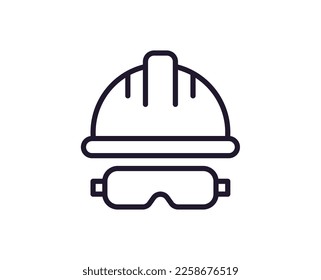 Single line icon of helmet on isolated white background. High quality editable stroke for mobile apps, web design, websites, online shops etc.  - Shutterstock ID 2258676519