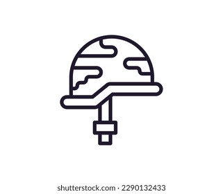 Single line icon of helmet on isolated white background. High quality editable stroke for mobile apps, web design, websites, online shops etc. 