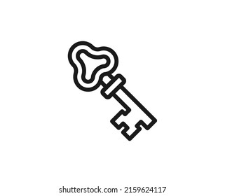 Single line icon of key High quality vector illustration for design, web sites, internet shops, online books etc. Editable stroke in trendy flat style isolated on white background 