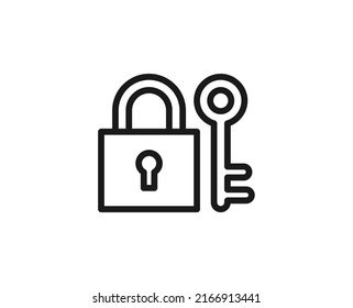 Single line icon of key High quality vector illustration for design, web sites, internet shops, online books etc. Editable stroke in trendy flat style isolated on white background 