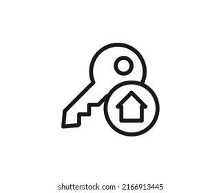 Single line icon of key High quality vector illustration for design, web sites, internet shops, online books etc. Editable stroke in trendy flat style isolated on white background 