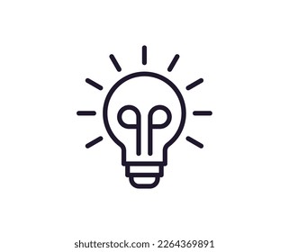 Single line icon of lamp on isolated white background. High quality editable stroke for mobile apps, web design, websites, online shops etc. 