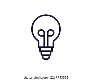 Single line icon of lamp on isolated white background. High quality editable stroke for mobile apps, web design, websites, online shops etc. 