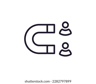 Single line icon of magnet on isolated white background. High quality editable stroke for mobile apps, web design, websites, online shops etc. 