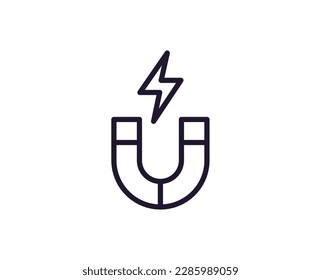 Single line icon of magnet on isolated white background. High quality editable stroke for mobile apps, web design, websites, online shops etc. 