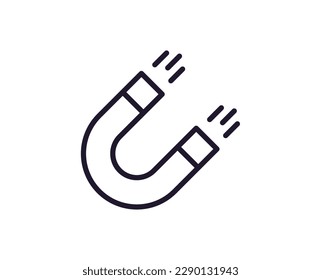 Icono de una sola línea de imán sobre fondo blanco aislado. Gran calidad editable de golpe para aplicaciones móviles, diseño web, sitios web, tiendas en línea, etc. 