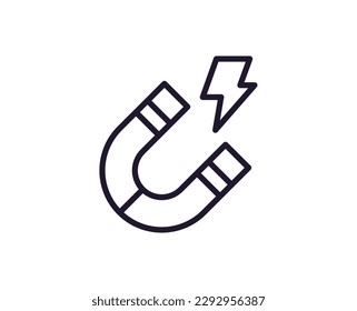 Single line icon of magnet on isolated white background. High quality editable stroke for mobile apps, web design, websites, online shops etc. 