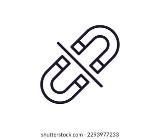 Single line icon of magnet on isolated white background. High quality editable stroke for mobile apps, web design, websites, online shops etc. 