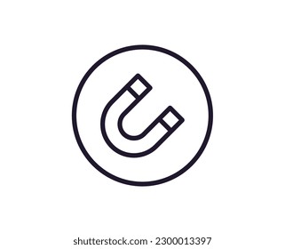Single line icon of magnet on isolated white background. High quality editable stroke for mobile apps, web design, websites, online shops etc. 