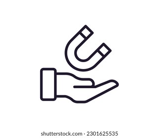 Icono de una sola línea de imán sobre fondo blanco aislado. Gran calidad editable de golpe para aplicaciones móviles, diseño web, sitios web, tiendas en línea, etc. 
