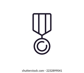 Single line icon of medal on isolated white background. High quality editable stroke for mobile apps, web design, websites, online shops etc. 