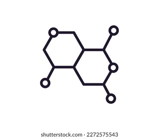 Single line icon of molecule High quality vector illustration for design, web sites, internet shops, online books etc. Editable stroke in trendy flat style isolated on white background 