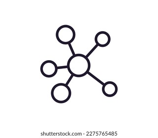 Icono de una sola línea de molécula Ilustración vectorial de alta calidad para el diseño, sitios web, tiendas de Internet, libros en línea, etc. Acto editable en estilo plano de moda aislado en fondo blanco 