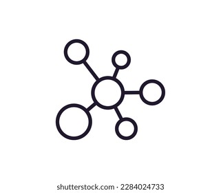 Single line icon of molecule High quality vector illustration for design, web sites, internet shops, online books etc. Editable stroke in trendy flat style isolated on white background 