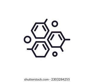 Single line icon of molecule High quality vector illustration for design, web sites, internet shops, online books etc. Editable stroke in trendy flat style isolated on white background 