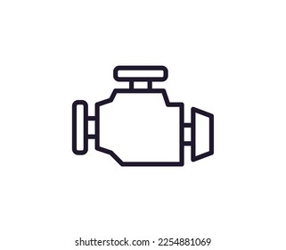 Single line icon of motor on isolated white background. High quality editable stroke for mobile apps, web design, websites, online shops etc. 