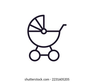 Single line icon of perambulator. High quality vector illustration for design, web sites, internet shops, online books etc. Editable stroke in trendy flat style isolated on white background 