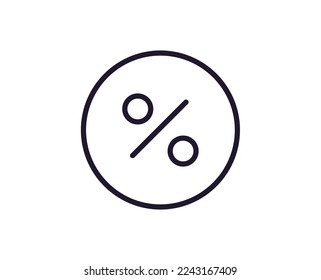 Single line icon of percent on isolated white background. High quality editable stroke for mobile apps, web design, websites, online shops etc. 