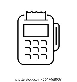 Icono de línea única de la máquina de tarjetas POS (punto de venta). Adecuado para fines de pago, comercio electrónico, negocios y transacciones. Trazo editable, Ilustración vectorial.